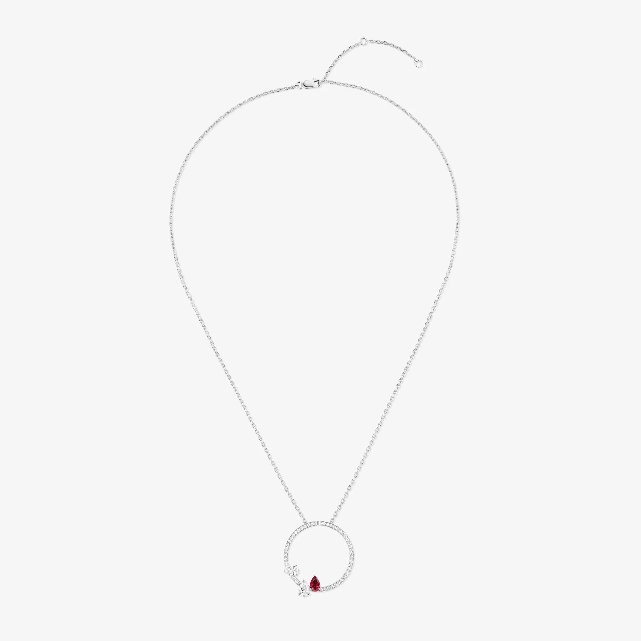 Serti sur Vide pendant set with 2 diamonds and 1 ruby - Image 3